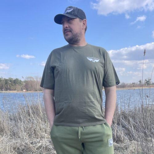 Koszulka Excellent Baits Khaki Bawełniana Koszulka Wędkarska